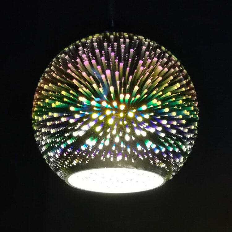 Modern Colorful Fireworks Glass Dome 1-Light Hanging Pendant Lamp-Orizon Depot