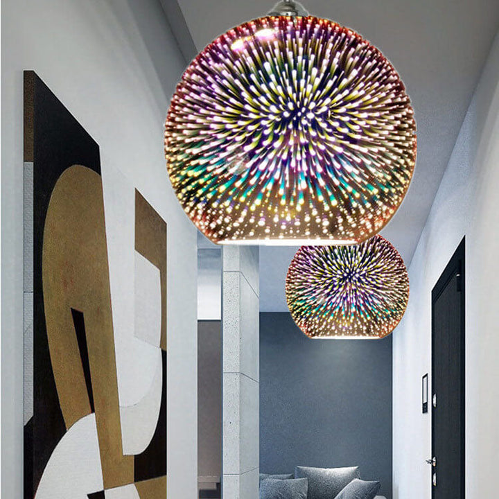 Modern Colorful Fireworks Glass Dome 1-Light Hanging Pendant Lamp-Orizon Depot