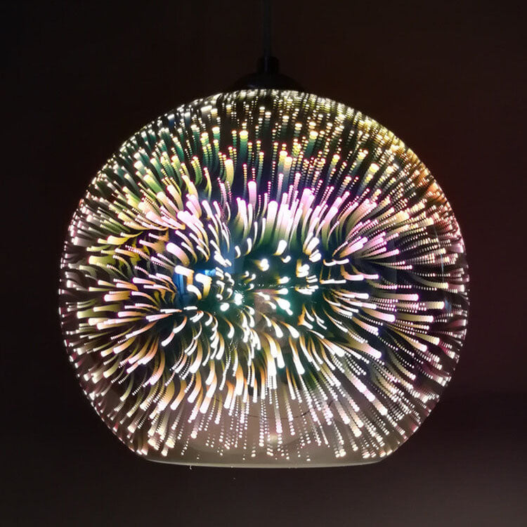 Modern Colorful Fireworks Glass Dome 1-Light Hanging Pendant Lamp-Orizon Depot