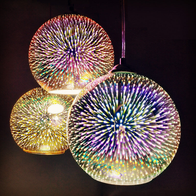 Modern Colorful Fireworks Glass Dome 1-Light Hanging Pendant Lamp-Orizon Depot