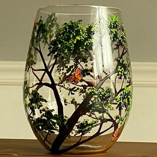 Hand Painted Four Seasons Tree Wine Glasses | Unique Art Design-Orizon Depot