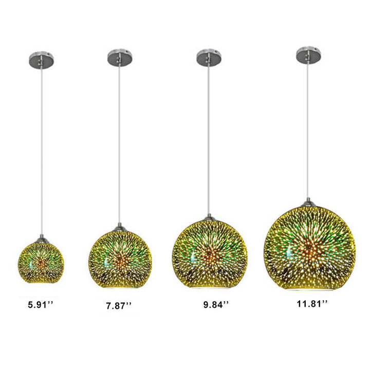 Modern Colorful Fireworks Glass Dome 1-Light Hanging Pendant Lamp-Orizon Depot