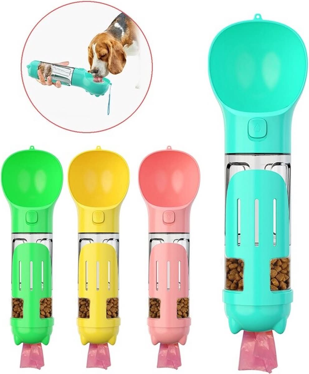 2-in-1 Water & Food Bottle with Poop Bag Holder for Pets-Orizon Depot
