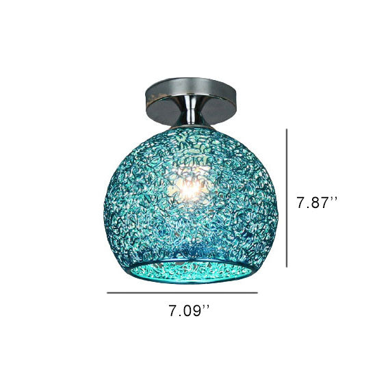 Modern Colorful 1-Light Dome Semi-Flush Mount Ceiling Lamp