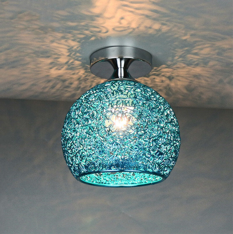 Modern Colorful 1-Light Dome Semi-Flush Mount Ceiling Lamp
