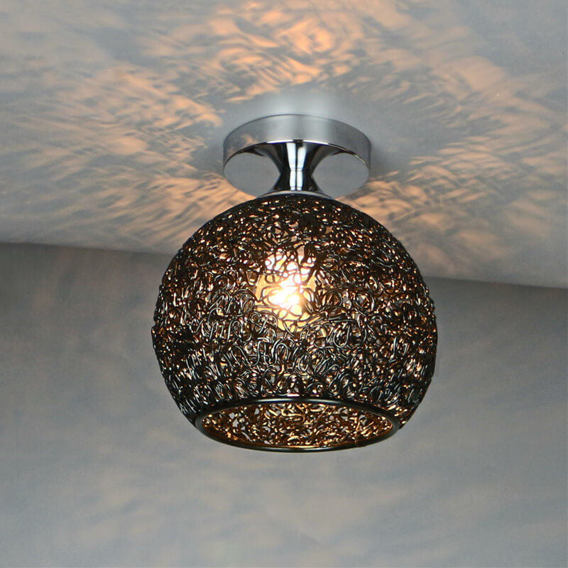 Modern Colorful 1-Light Dome Semi-Flush Mount Ceiling Lamp