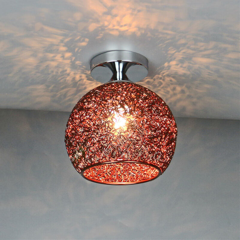Modern Colorful 1-Light Dome Semi-Flush Mount Ceiling Lamp