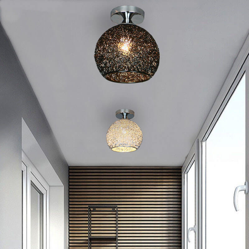 Modern Colorful 1-Light Dome Semi-Flush Mount Ceiling Lamp