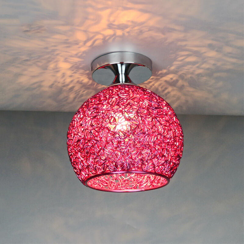 Modern Colorful 1-Light Dome Semi-Flush Mount Ceiling Lamp