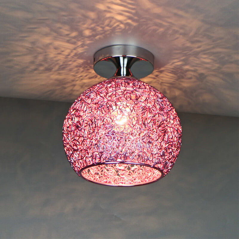 Modern Colorful 1-Light Dome Semi-Flush Mount Ceiling Lamp