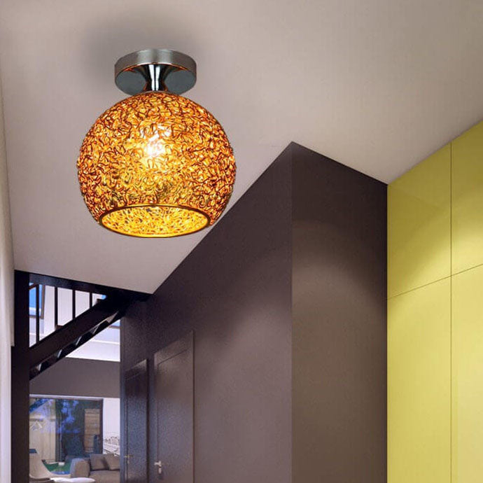 Modern Colorful 1-Light Dome Semi-Flush Mount Ceiling Lamp