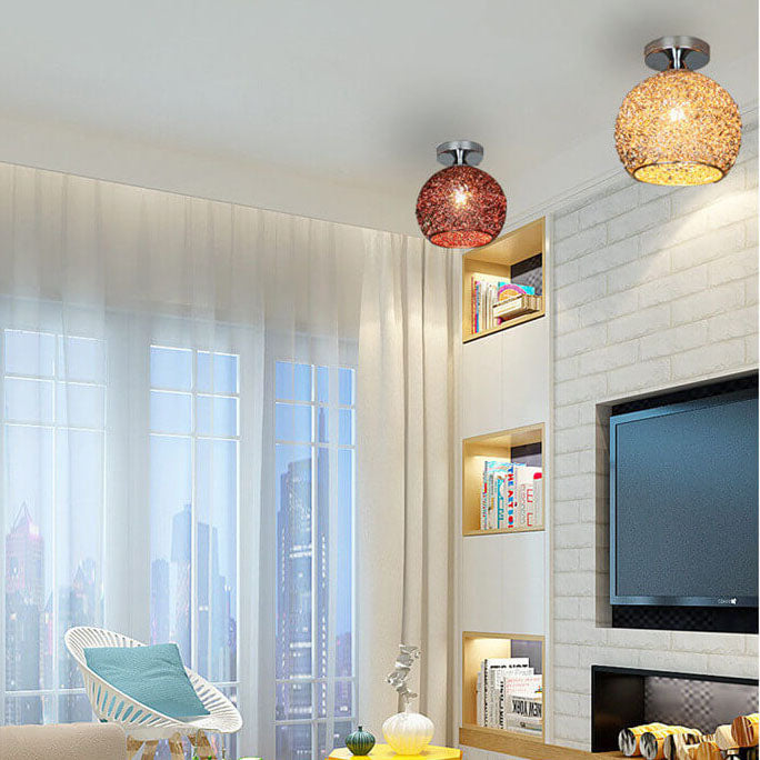 Modern Colorful 1-Light Dome Semi-Flush Mount Ceiling Lamp