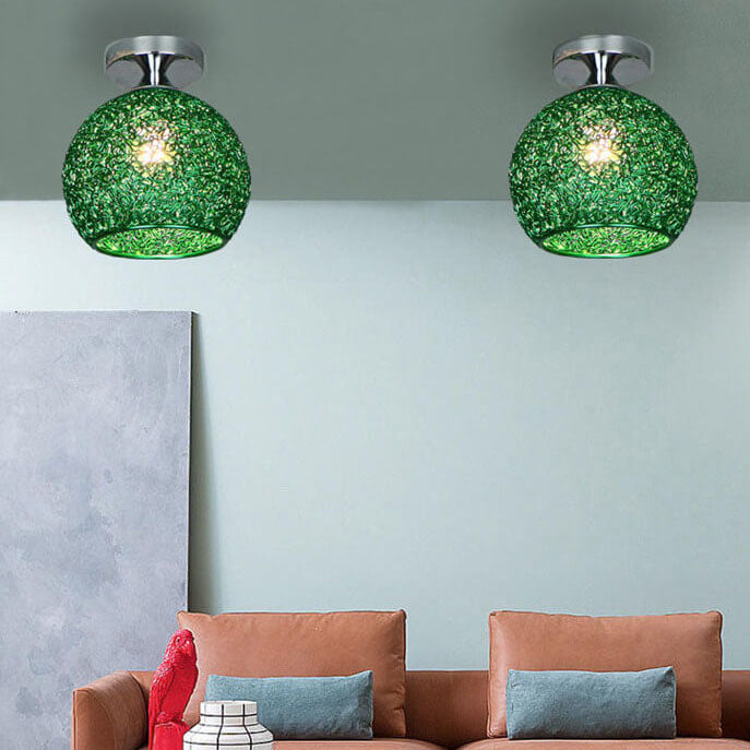 Modern Colorful 1-Light Dome Semi-Flush Mount Ceiling Lamp
