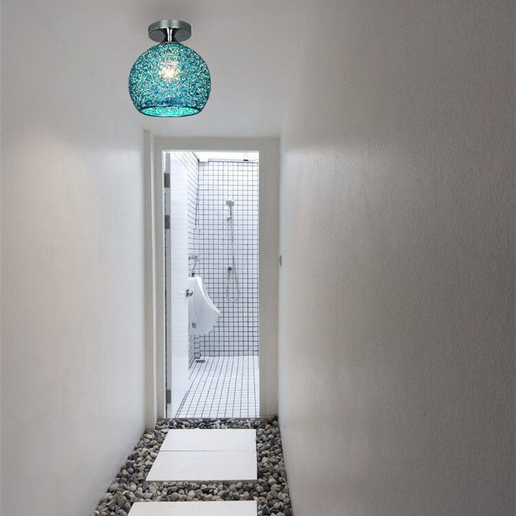 Modern Colorful 1-Light Dome Semi-Flush Mount Ceiling Lamp
