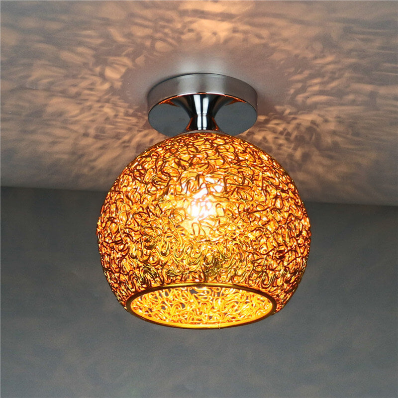 Modern Colorful 1-Light Dome Semi-Flush Mount Ceiling Lamp