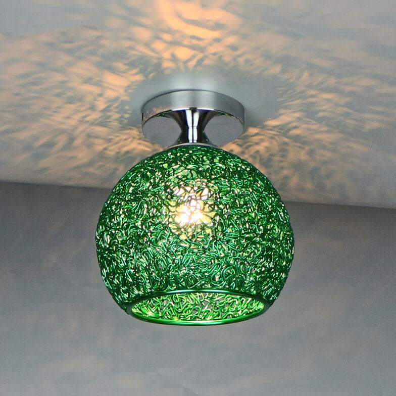 Modern Colorful 1-Light Dome Semi-Flush Mount Ceiling Lamp