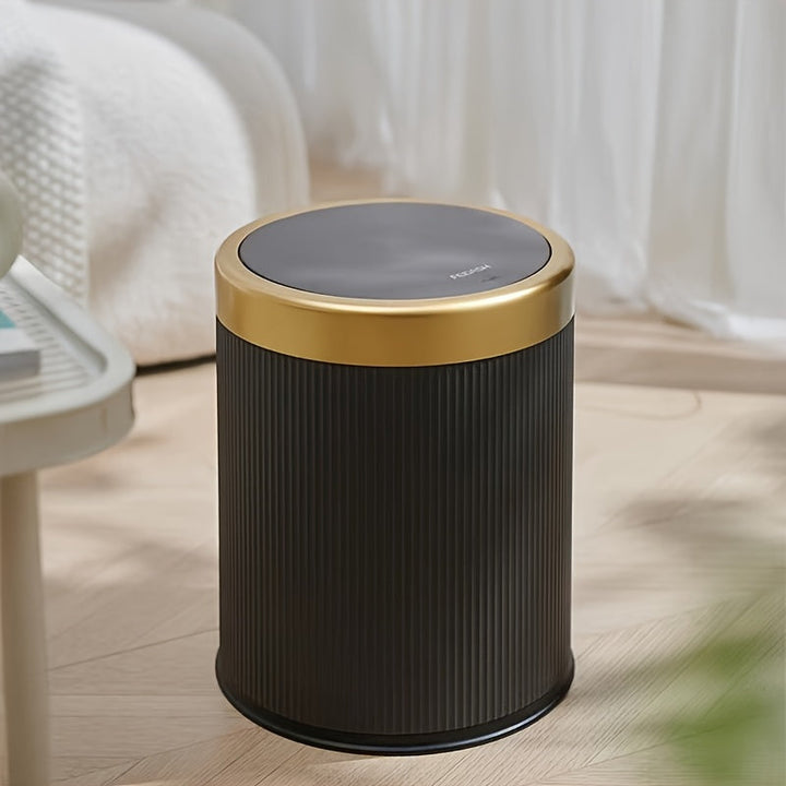 Elegant Oval Trash Can | Press-Top Waste Bin with Dual Inner Compartments-Orizon Depot