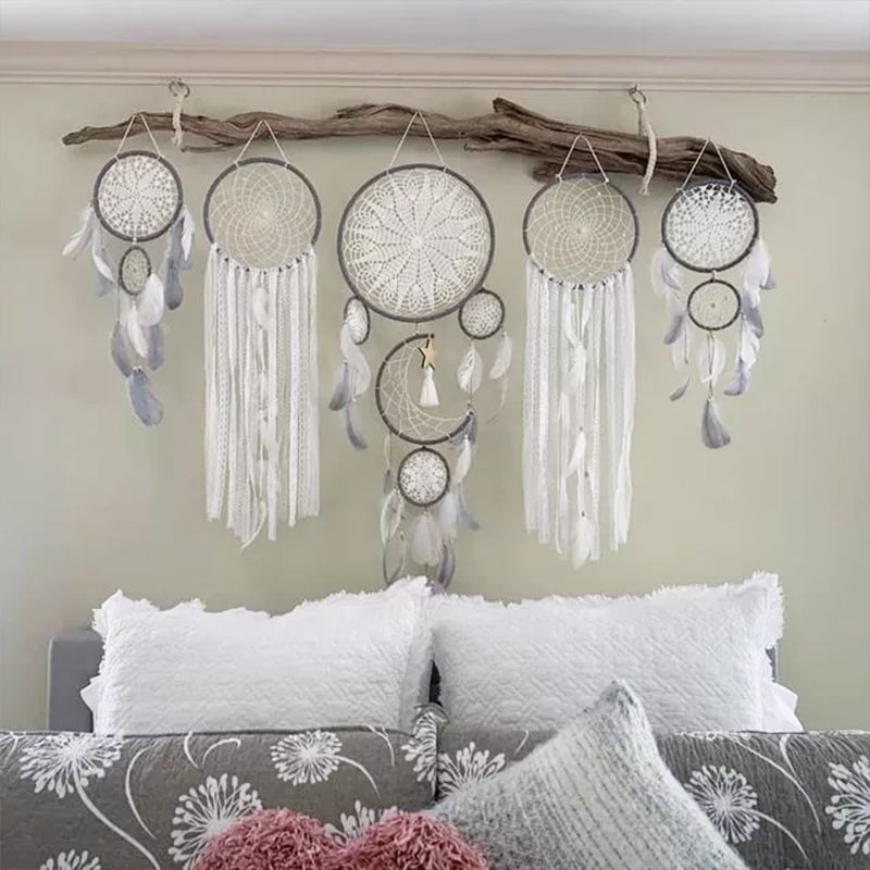 Dream Catcher Moon and Stars Hanging Decor Set (5 Pieces)-Orizon Depot