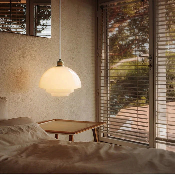 Milky White Glass Pendant Lamp Luxury Ambient Hanging Light-Orizon Depot
