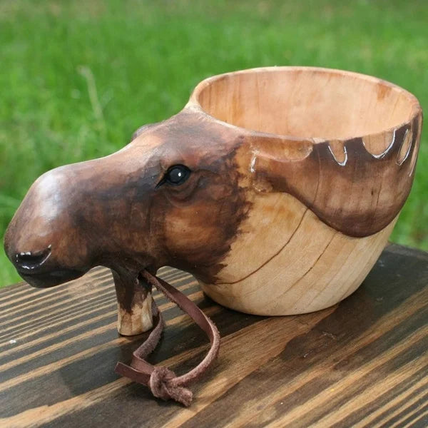 Handmade Wooden Cup - Wild Animal Design for Adventurous Hydration-Orizon Depot