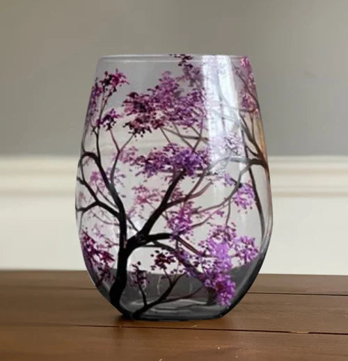 Hand Painted Four Seasons Tree Wine Glasses | Unique Art Design-Orizon Depot