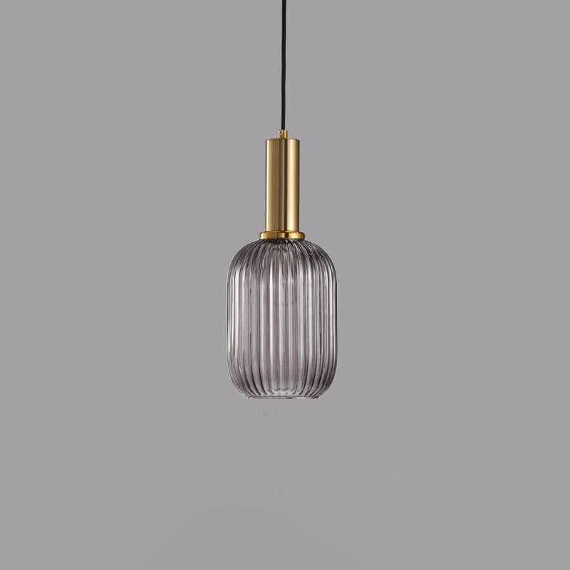 Modern Minimalist Striped Glass Lantern 1-Light Hanging Lamp-Orizon Depot