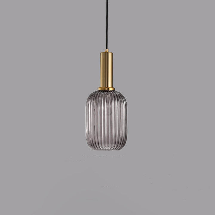 Modern Minimalist Striped Glass Lantern 1-Light Hanging Lamp-Orizon Depot
