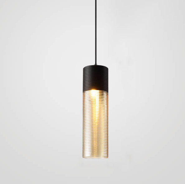 Modern Ribbed Glass 1 -Light Pendant Lamp-Orizon Depot