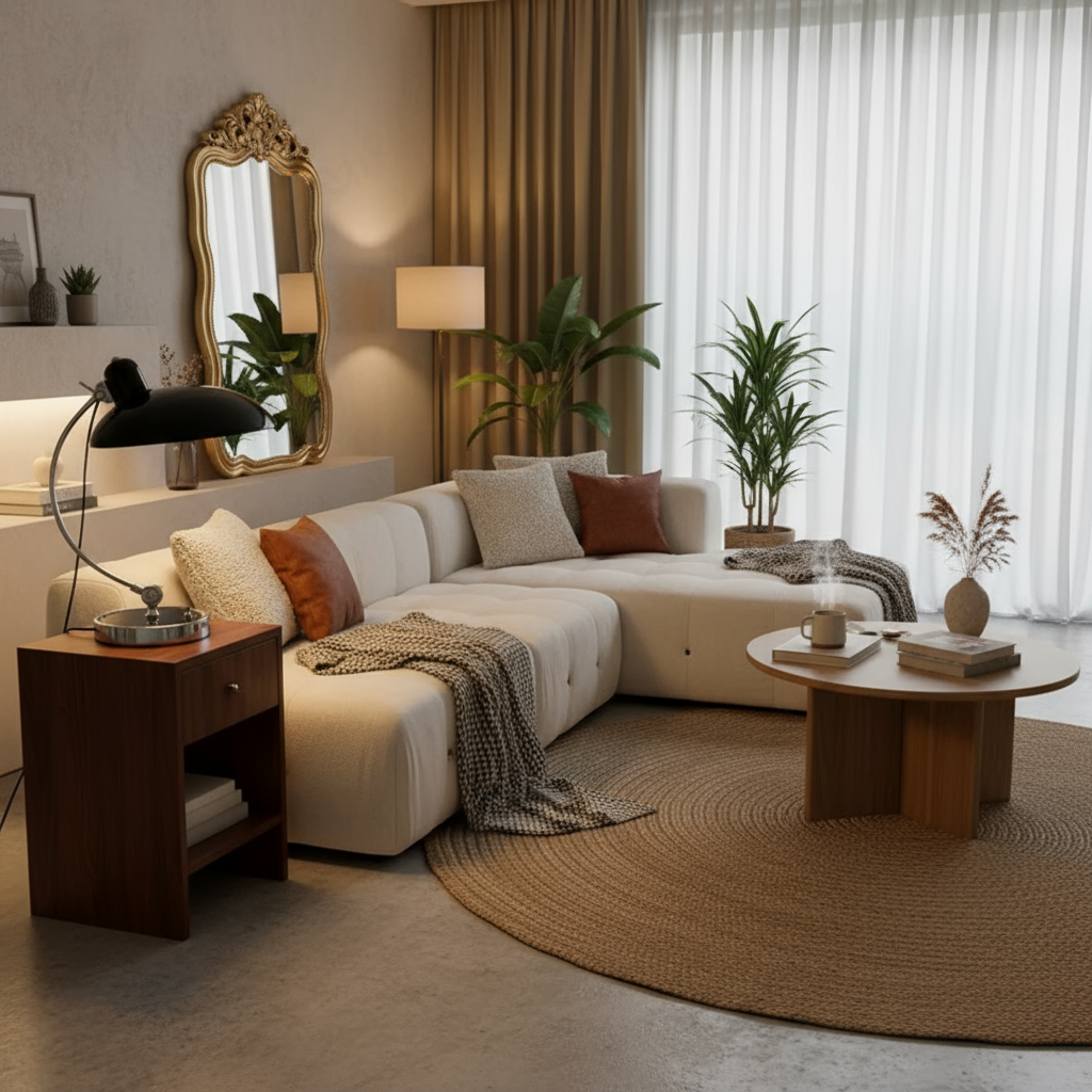 Scandi-Inspired Table Lamp | Curved Metal Design for Modern Decor