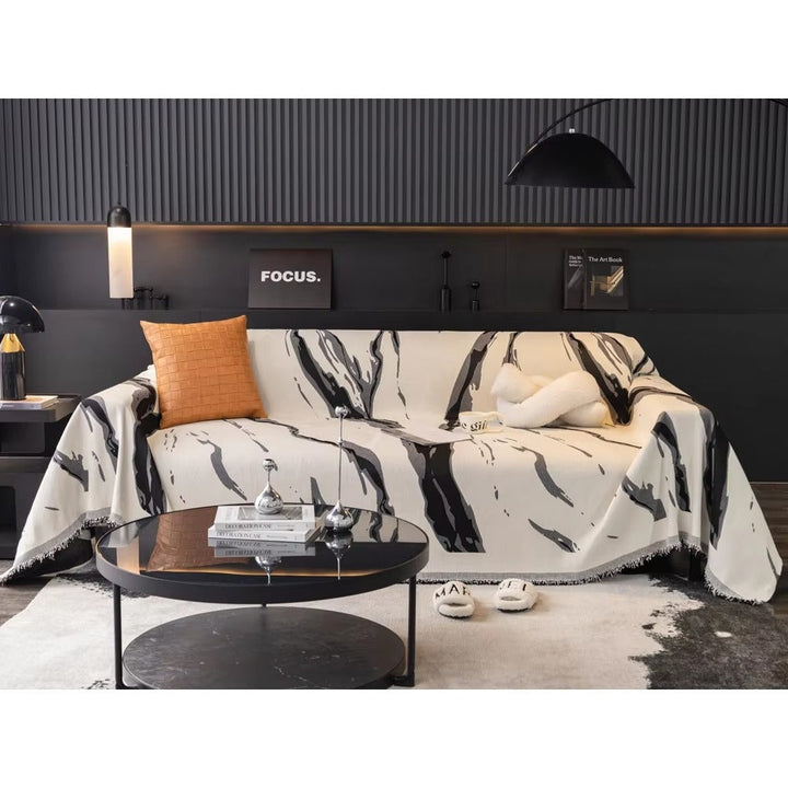Abstract Brushstroke Chenille Sofa Cover for Stylish Home Decor-Orizon Depot