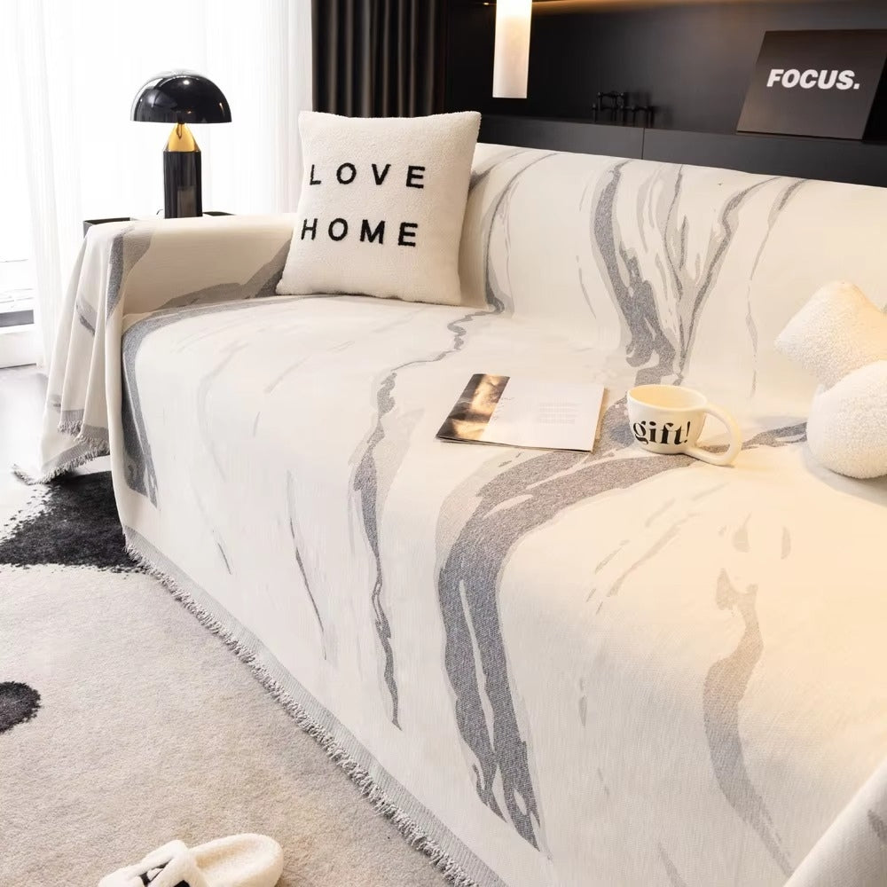 Abstract Brushstroke Chenille Sofa Cover for Stylish Home Decor-Orizon Depot