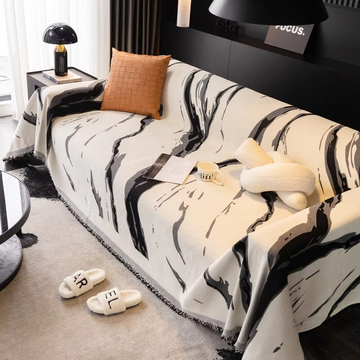 Abstract Brushstroke Chenille Sofa Cover for Stylish Home Decor-Orizon Depot
