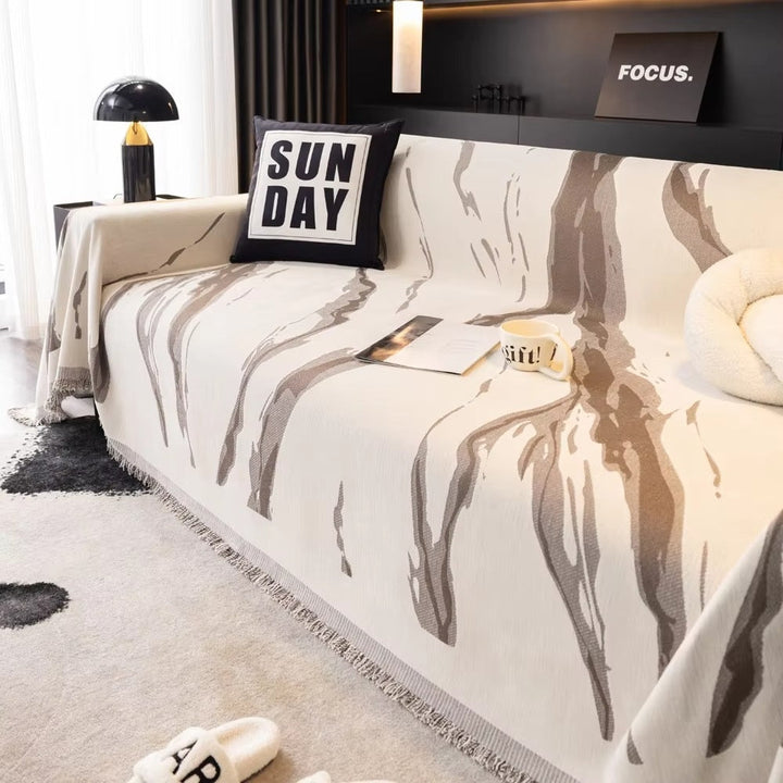 Abstract Brushstroke Chenille Sofa Cover for Stylish Home Decor-Orizon Depot