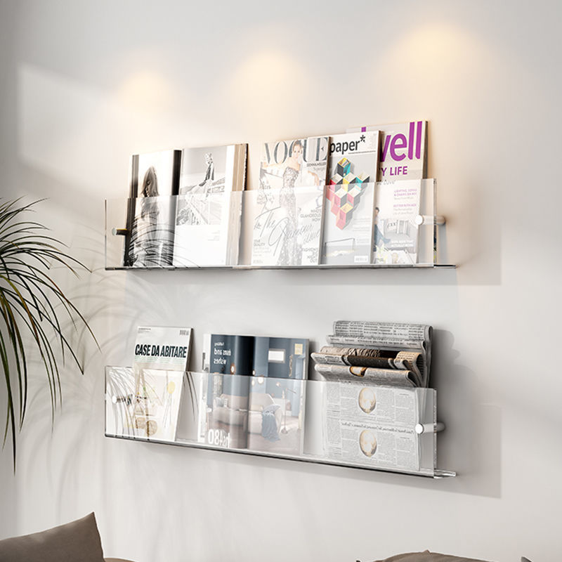 Acrylic Wall-Mounted Floating Magazine Rack for Stylish Storage-Orizon Depot