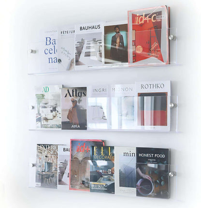 Acrylic Wall-Mounted Floating Magazine Rack for Stylish Storage-Orizon Depot