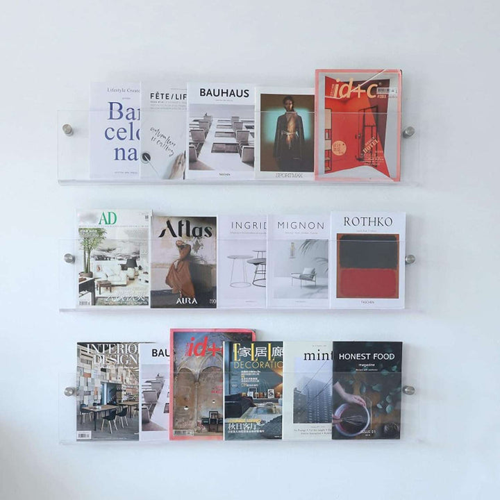 Acrylic Wall-Mounted Floating Magazine Rack for Stylish Storage-Orizon Depot