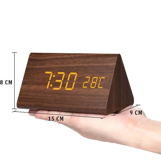 Voice-Controlled LED Alarm Clock | Stylish Wooden Design-Orizon Depot