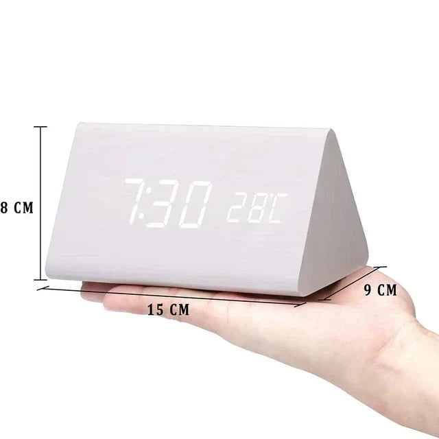 Voice-Controlled LED Alarm Clock | Stylish Wooden Design-Orizon Depot