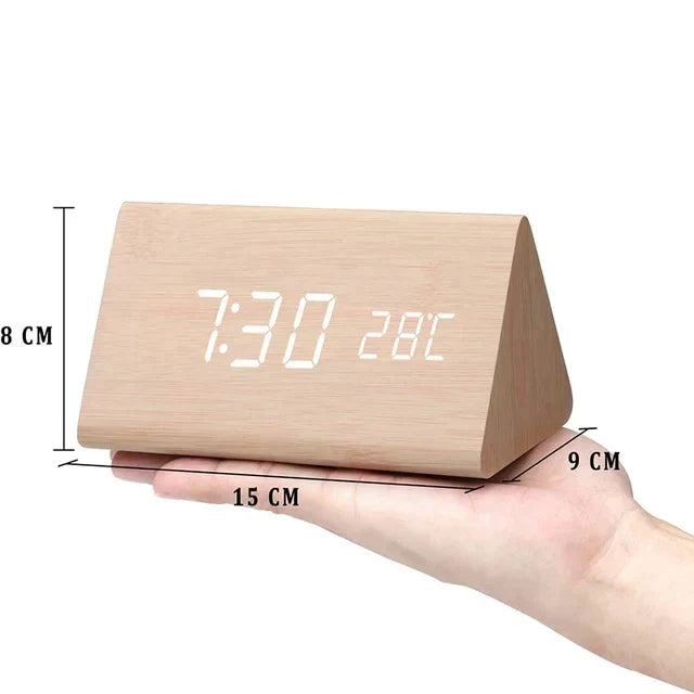 Voice-Controlled LED Alarm Clock | Stylish Wooden Design-Orizon Depot