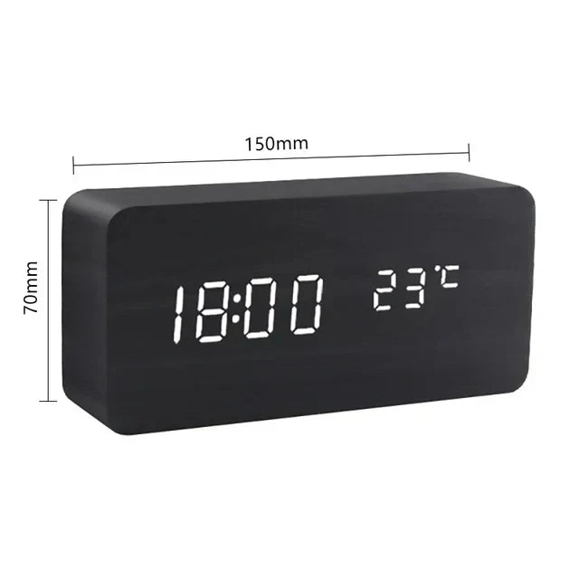 Voice-Controlled LED Alarm Clock | Stylish Wooden Design-Orizon Depot