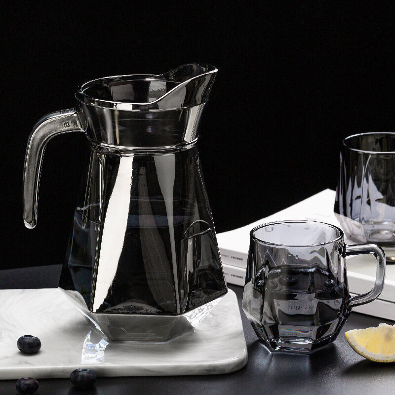 Amber Hexagonal Glass Cups - Elegant Drinkware for Home Decor-Orizon Depot