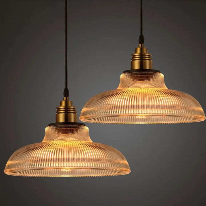 Elegant Ribbed Glass Pendant Light | Stylish Hanging Lamp