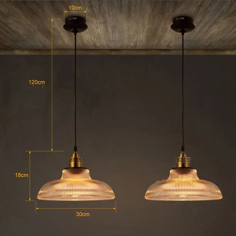 Elegant Ribbed Glass Pendant Light | Stylish Hanging Lamp