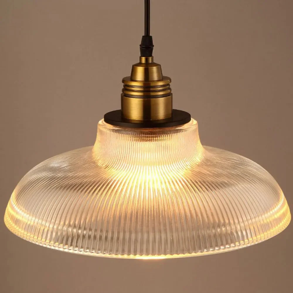 Elegant Ribbed Glass Pendant Light | Stylish Hanging Lamp