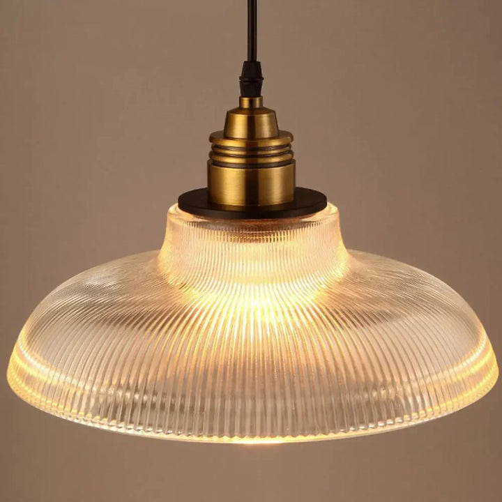 Elegant Ribbed Glass Pendant Light | Stylish Hanging Lamp
