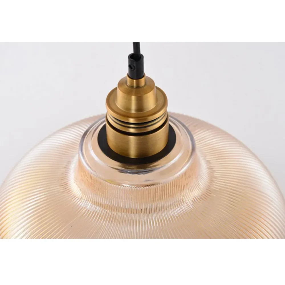 Elegant Ribbed Glass Pendant Light | Stylish Hanging Lamp