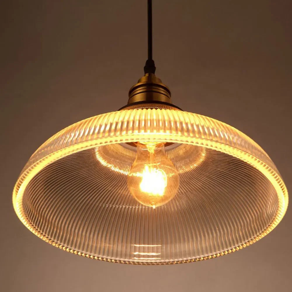 Elegant Ribbed Glass Pendant Light | Stylish Hanging Lamp