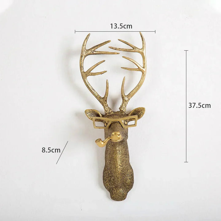 Antique Bronze Resin Deer Head Wall Hook for Decorative Storage-Orizon Depot