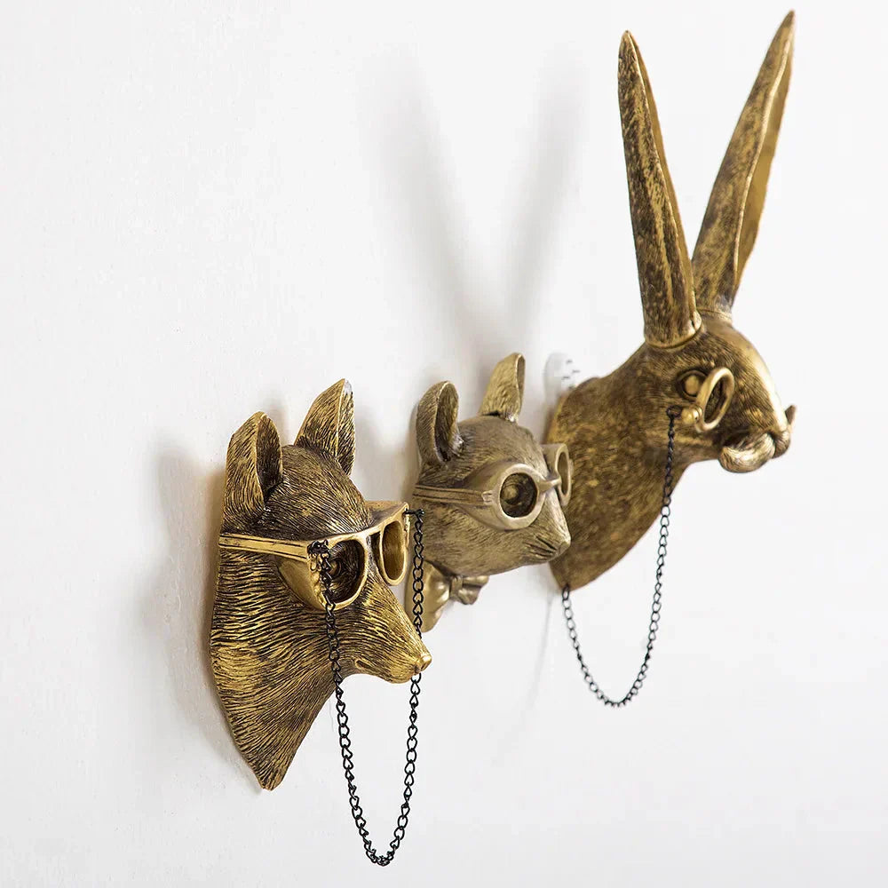 Antique Bronze Resin Deer Head Wall Hook for Decorative Storage-Orizon Depot