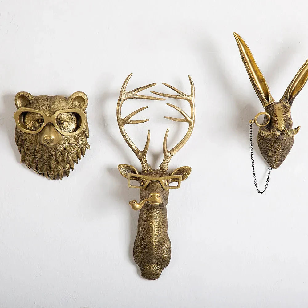 Antique Bronze Resin Deer Head Wall Hook for Decorative Storage-Orizon Depot
